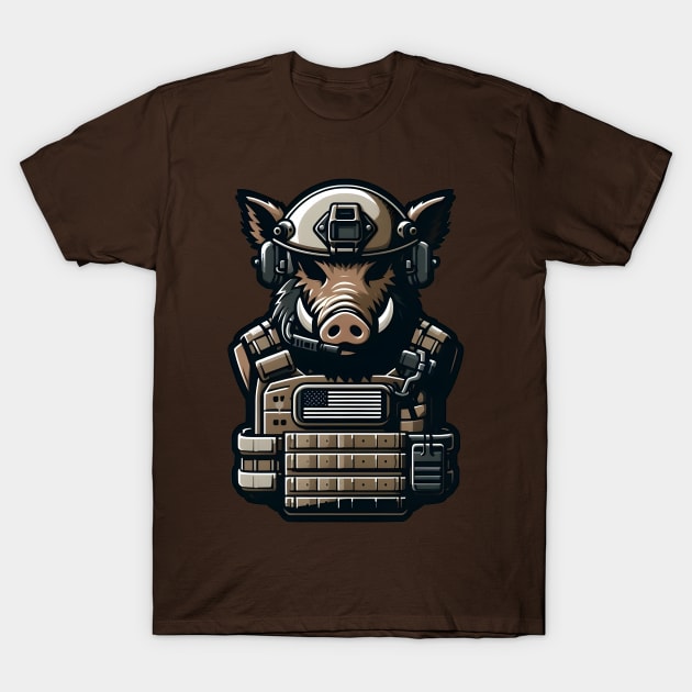 Tactical Wild Boar Adventure Tee: Unleash the Beast Within T-Shirt by Rawlifegraphic